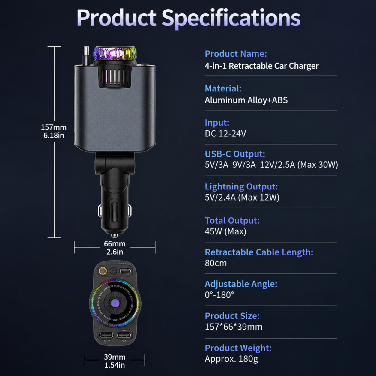 Retractable Starry Light Car Charger