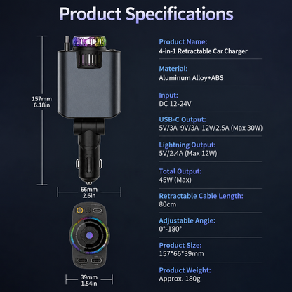 Retractable Starry Light Car Charger